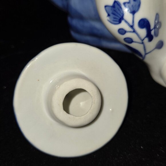 Blue & White Delft Style Ceramic Monkey Teapot With Floral Design & Lid - Picture 4 of 10